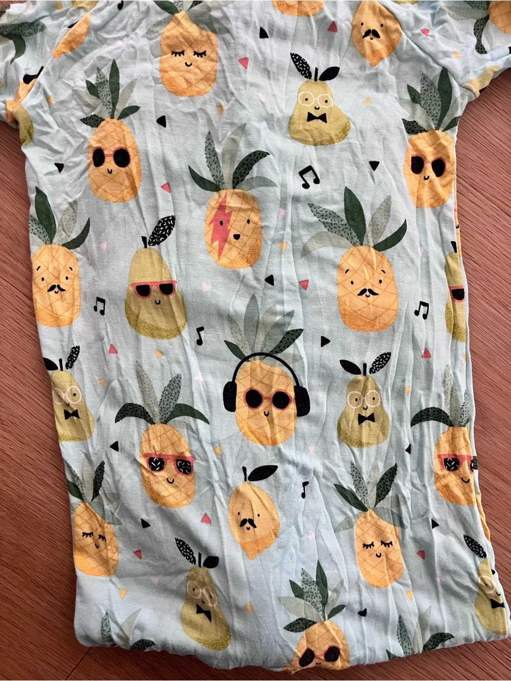 Little Sleepies Pineapple Print One-Piece Pajamas - Light Blue